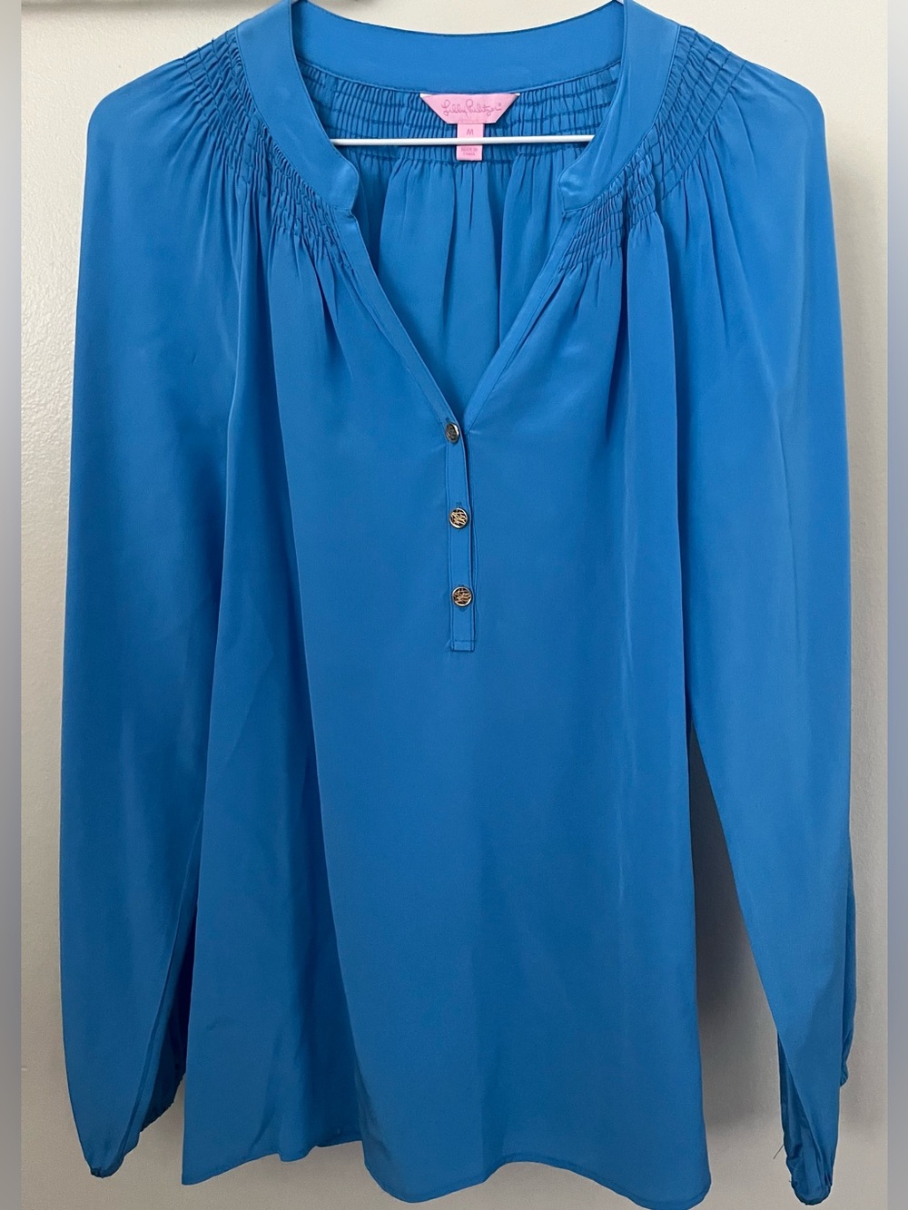 Lilly Pulitzer Silk Blouse Blue Size Medium